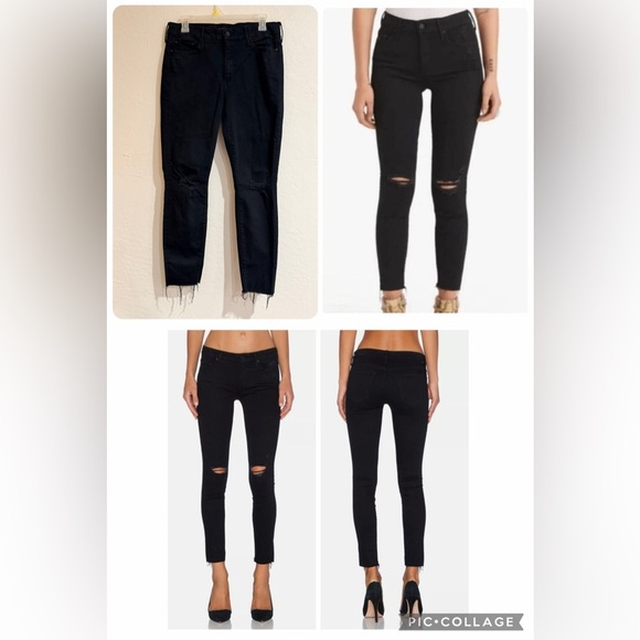 MOTHER Denim - MOTHER The Looker Ankle Fray Jeans in Guilty As Sin Size 32 Black